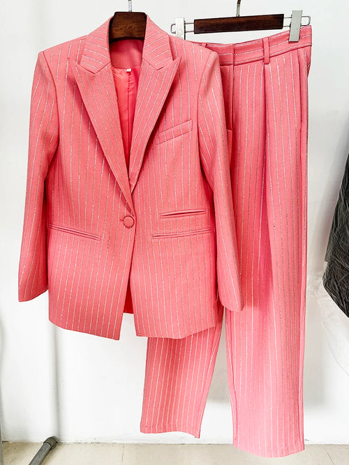 HIGH STREET Newest 2024 Designer Suit Set Women's Single Button