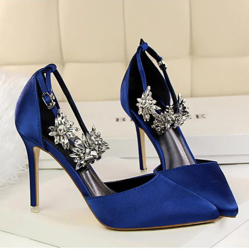 New Arrival Women Sandals High Heels 8Cm Elegant Office Ladies Shoes Women Sandals Silk Material Luxury Singles Party Shoes