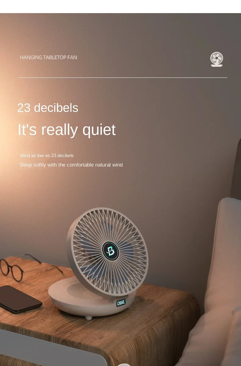 2IN1 Folding Desktop Fan Portable Air Conditioner Wall Mounted Fan Rechargeable with 3 Gears for Home Office