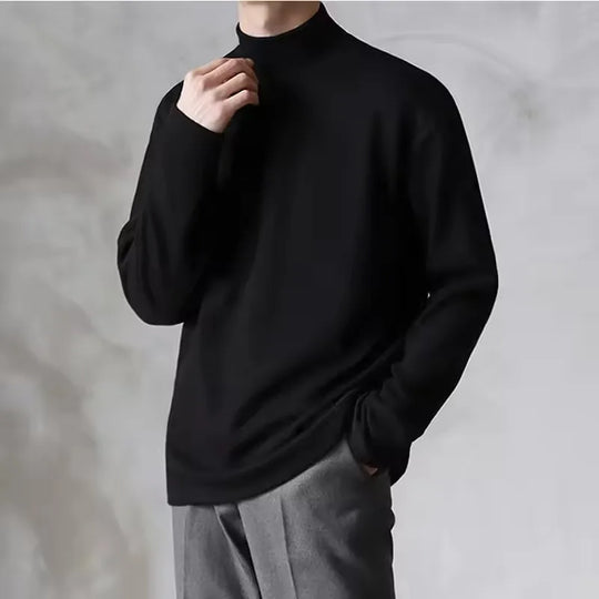Yasuk Spring Autumn Winter Solid Casual Plush Turtleneck Men's Loose