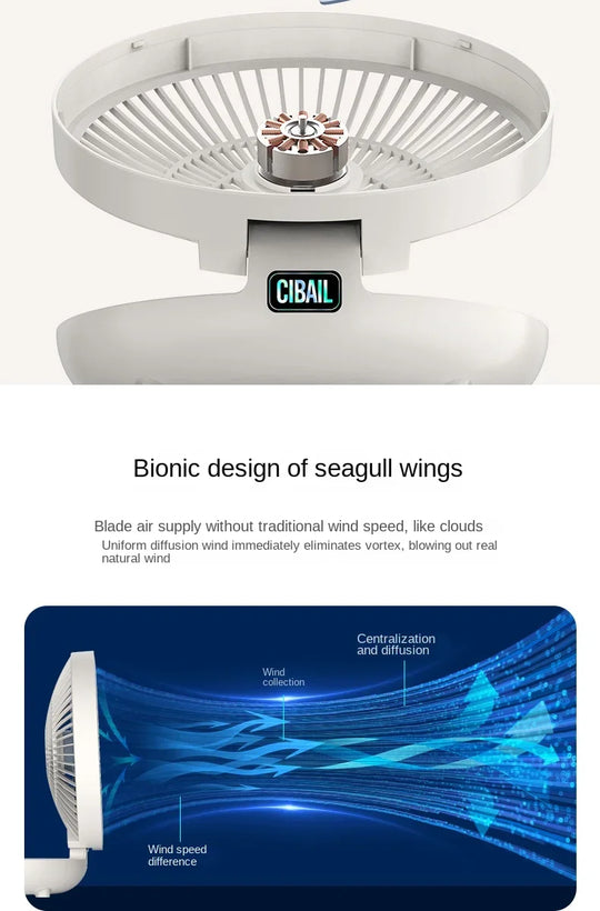 2IN1 Folding Desktop Fan Portable Air Conditioner Wall Mounted Fan Rechargeable with 3 Gears for Home Office