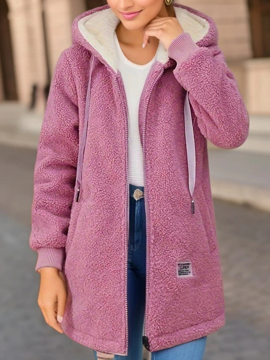 Thickened Fleece-lined Sweatshirt Women's Hooded Top Cardigan Winter
