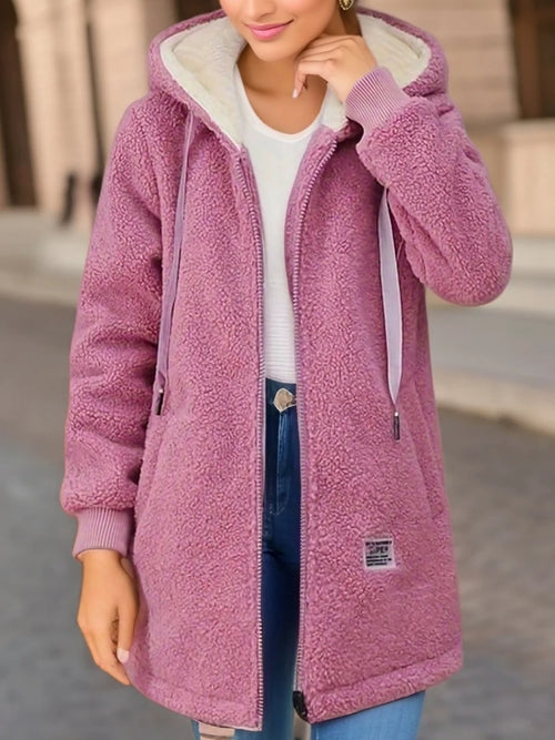 Thickened Fleece-lined Sweatshirt Women's Hooded Top Cardigan Winter