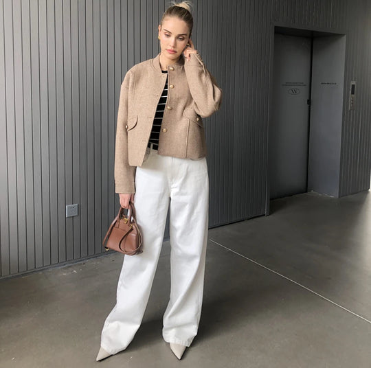 2024 Fall / Autumn New Women Fashion Basic Wool Cropped Jacket Short