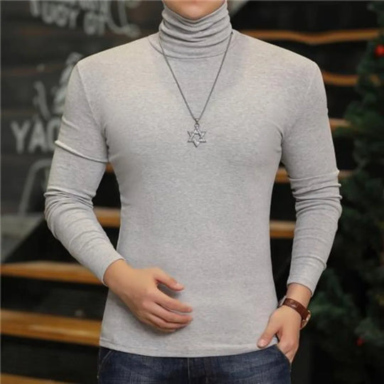 Fashion Men's Turtleneck T-Shirts Casual Autumn Winter High Collar New
