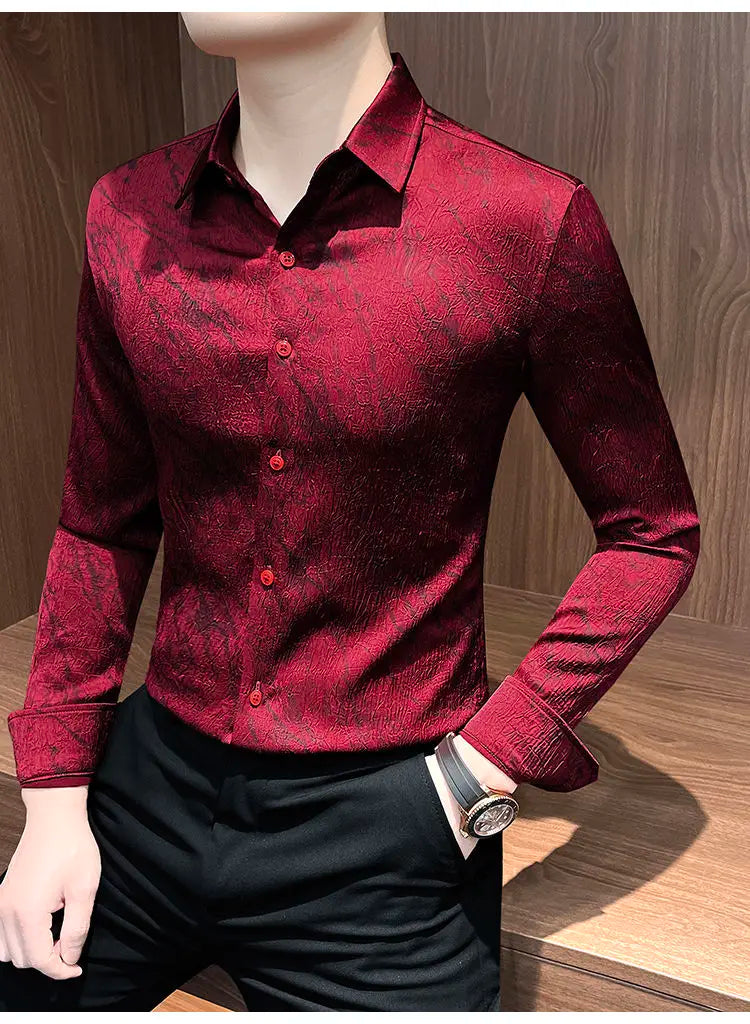 Spring and summer new stylish personality casual printed men's shirt