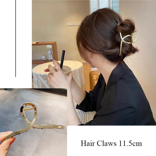 Fashion Metal Hair Claw For Women Gold Silver Color Cross Crab Hair