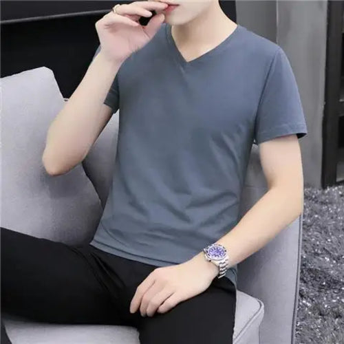 Luxurious Men's Short Sleeve T-Shirt for Summer 2023 V Neck