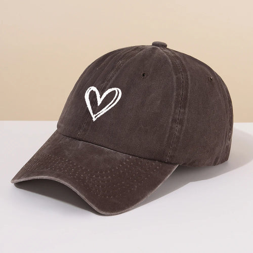 Spring/SummerHat Female Embroidered Peach Heart Wash Denim Baseball