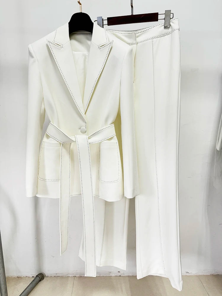 HIGH STREET Newest Fashion 2024 Designer Suit Set Women's Contrast