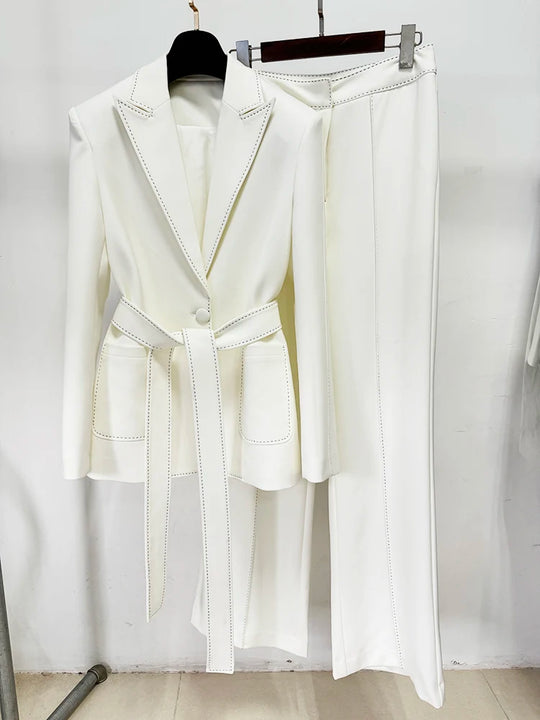 HIGH STREET Newest Fashion 2024 Designer Suit Set Women's Contrast