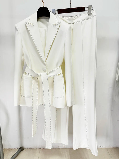 HIGH STREET Newest Fashion 2024 Designer Suit Set Women's Contrast