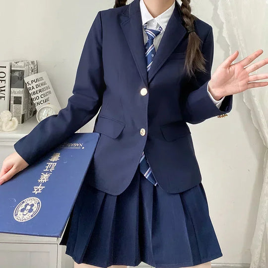 Korean School Uniform Navy Blue Blazer Japanese High School Uniform