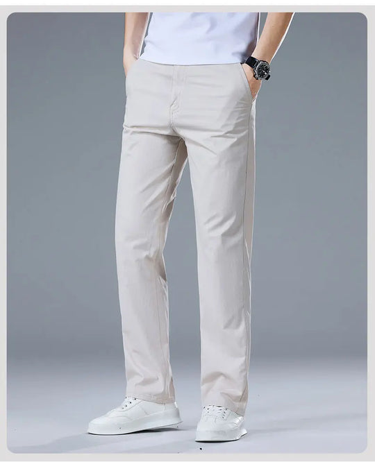 Top Quality 100% Cotton New Brand Casual Fashion Business Long Pants Straight High Waist Regular Fit Trousers Men's Clothing