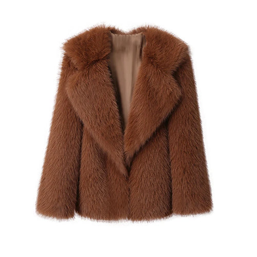 Luxury Brand Fashion Gradient Animal Color Faux Fur Coat Jacket Women