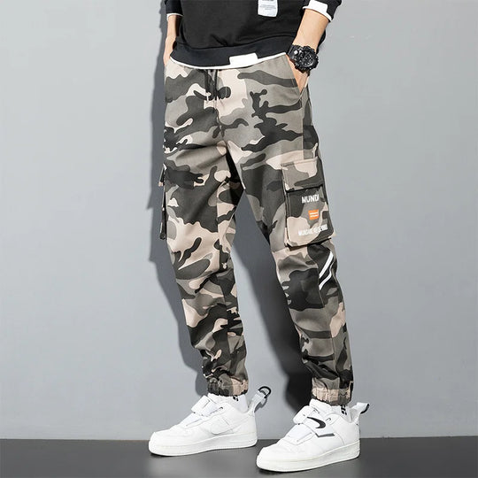 Orange Cargo Pants Men Hip Hop Joggers Y2K Streetwear Casual Pants