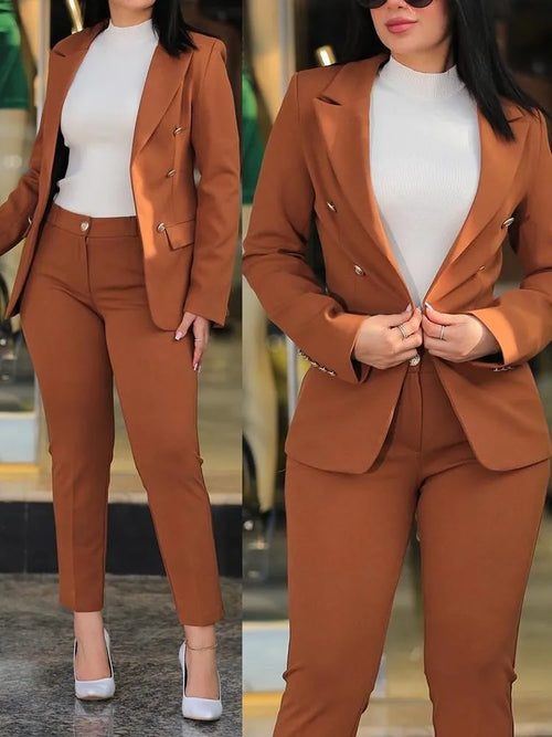 Elegant Office Lady Two Piece Sets 2024 Autumn Winter Women Fashion