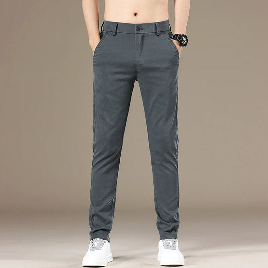 New 2025 Summer Lyocell Fabric Mens Casual Pants Hight Quality Fashion Slim Business Trousers Brand Elastic Soft Cargo Pants