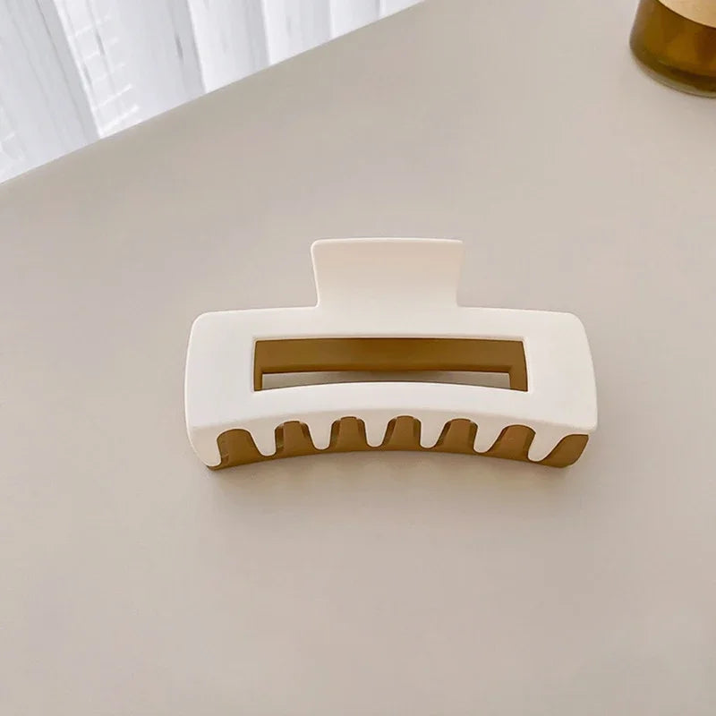 Acrylic Frosted Geometric Square Hollowed Hair Claws for Women Simple