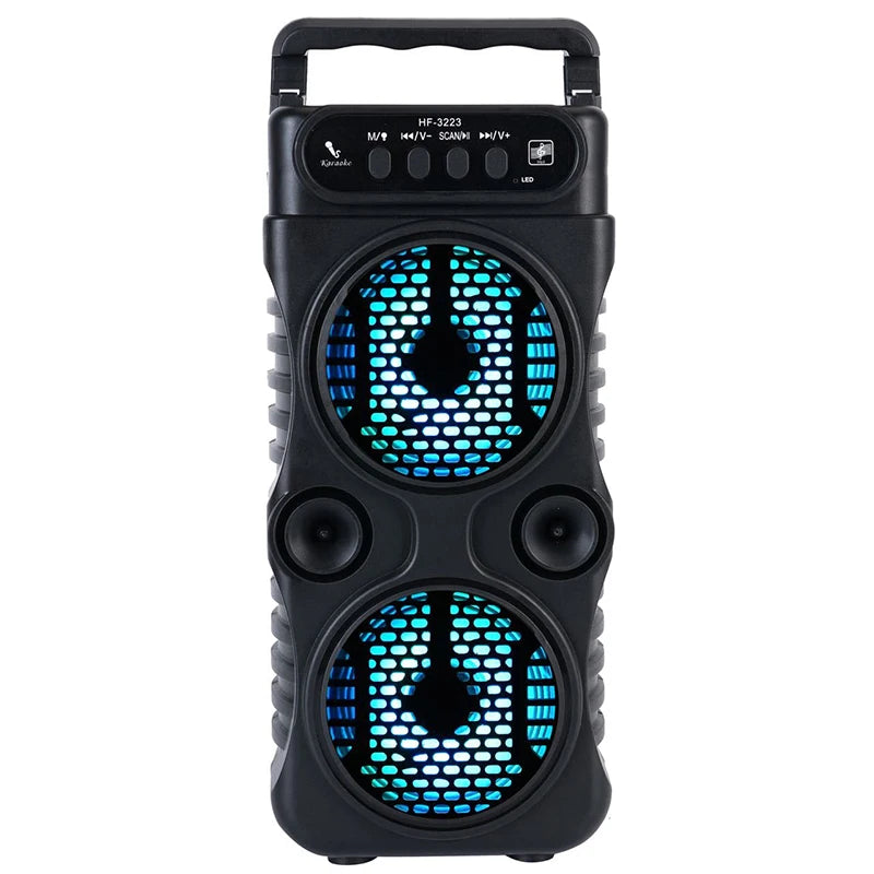 Outdoor Portable Wireless Speaker Dual 3 Inches Music Stereo Subwoofer Bass USB Power Supply For Dancing Party Family Karaoke