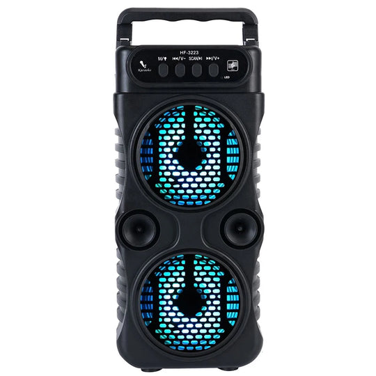 Outdoor Portable Wireless Speaker Dual 3 Inches Music Stereo Subwoofer Bass USB Power Supply For Dancing Party Family Karaoke