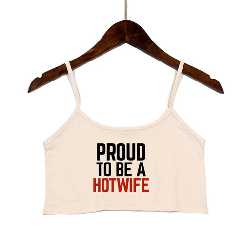 Fashion Women's Sexy Elastic Cotton Camis HOT WIFE Letters Print