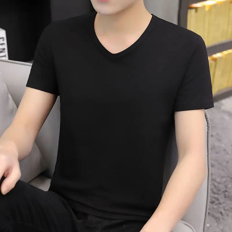 Luxurious Men's Short Sleeve T-Shirt for Summer 2023 V Neck