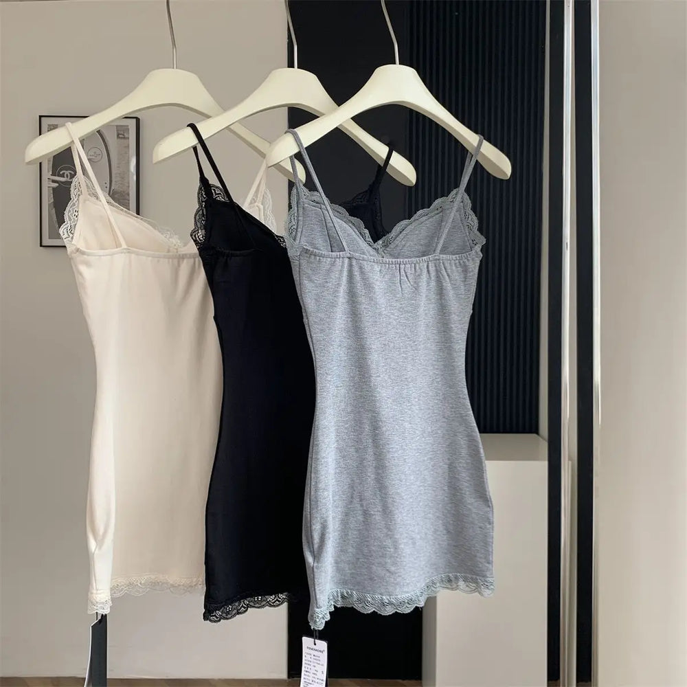 Sleeveless Dresses for Women Sexy Lace Hot Female Bodycon Dress Korean