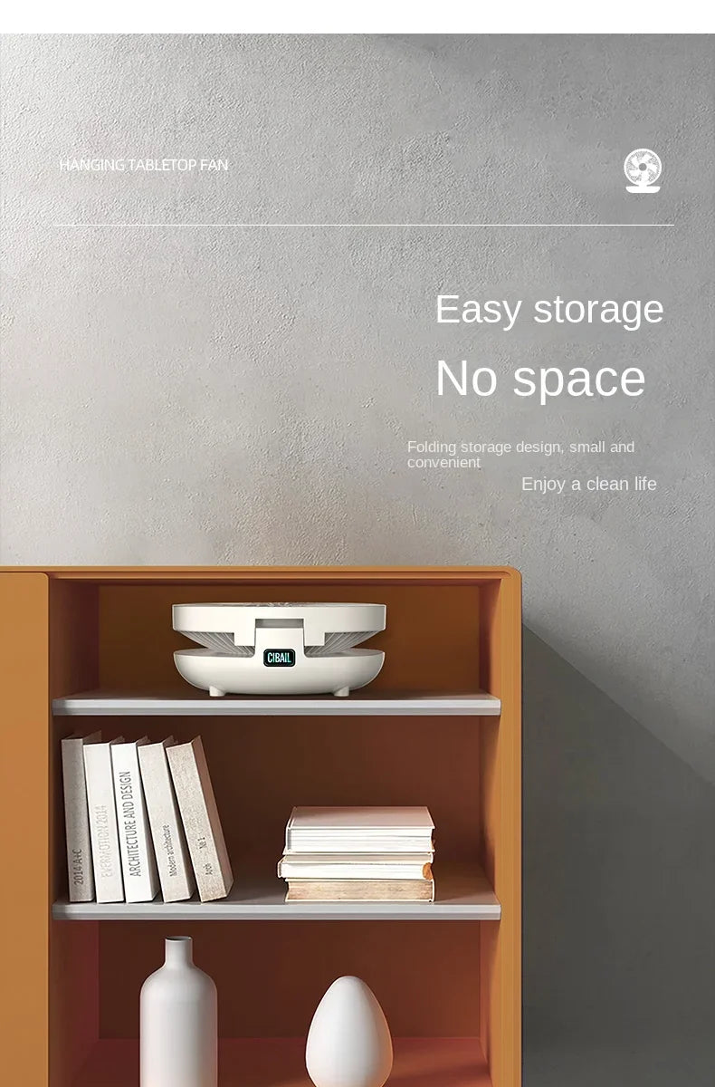 2IN1 Folding Desktop Fan Portable Air Conditioner Wall Mounted Fan Rechargeable with 3 Gears for Home Office