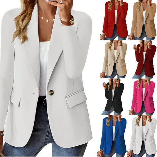 Womens Spring Winter Down Full Long Sleeve Coat Autumn Blazer Button
