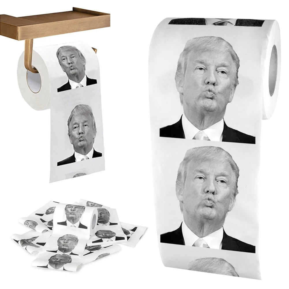 Novelty Donald Trump Kiss Printed Toilet Paper Roll Prank Joke Napkin