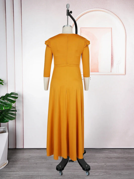 Curvy Elegant African Maxi Dress Half Sleeve Wedding Evening Gown for Women 2026 New Fashion Turkey Muslim Party Dress