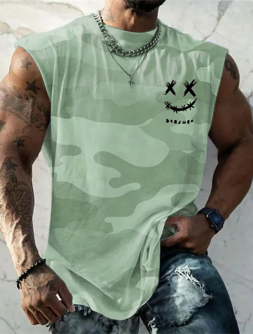 Men's Tank Top Sleeveless T-Shirt Pattern Print Summer Sports Running