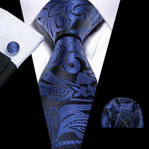 Men Tie Gold Navy Blue Striped Silk Tie 3.4" Jacquard Party