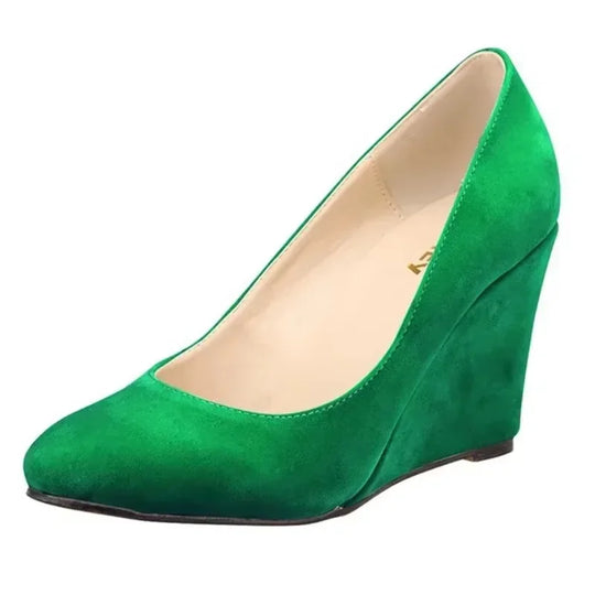 Women Wedge Shoes Spring Autumn Classic Sexy Pointed Toes Platform High Heels Pumps Black Office Lady Party Dress Wedding Shoe