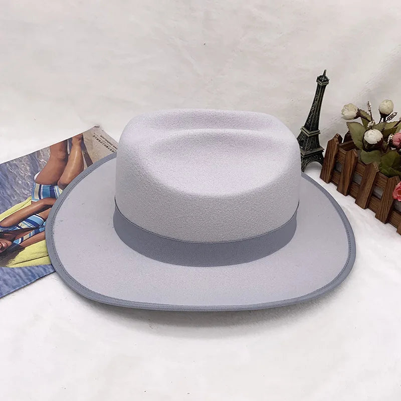 Warm Soft Lightweight Wool Felt Fedora Hat with Feather British Style Autumn Winter Versatile Unisex Adjustable Band
