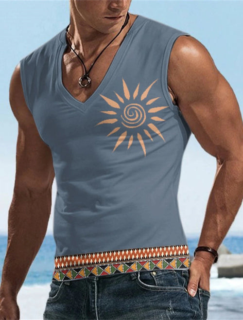 Men's Tank Top Sleeveless T-Shirt Pattern Print Summer Sports Running