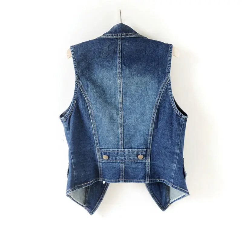 PTKPCC Casual Female Tops Women Denim Vest Jacket Spring Autumn