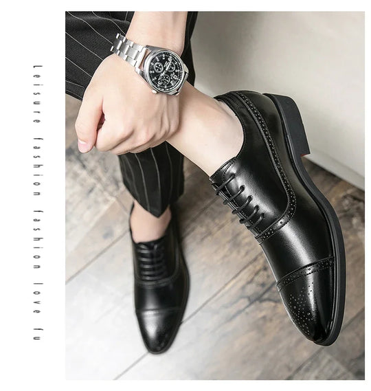 Men's Formal  Shoes Red Sole Fashion Business Casual Party Banquet Daily Retro Carved Lace-up Brogue Dress Wedding Shoes Size 48