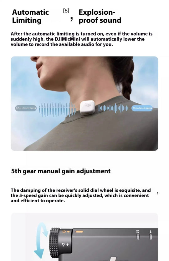 DJI Mic Mini 2TX 1RX add Charging Case Two-Level Active Noise Cancelling 48-Hour Operation High-Quality Audio Stable Transmissio