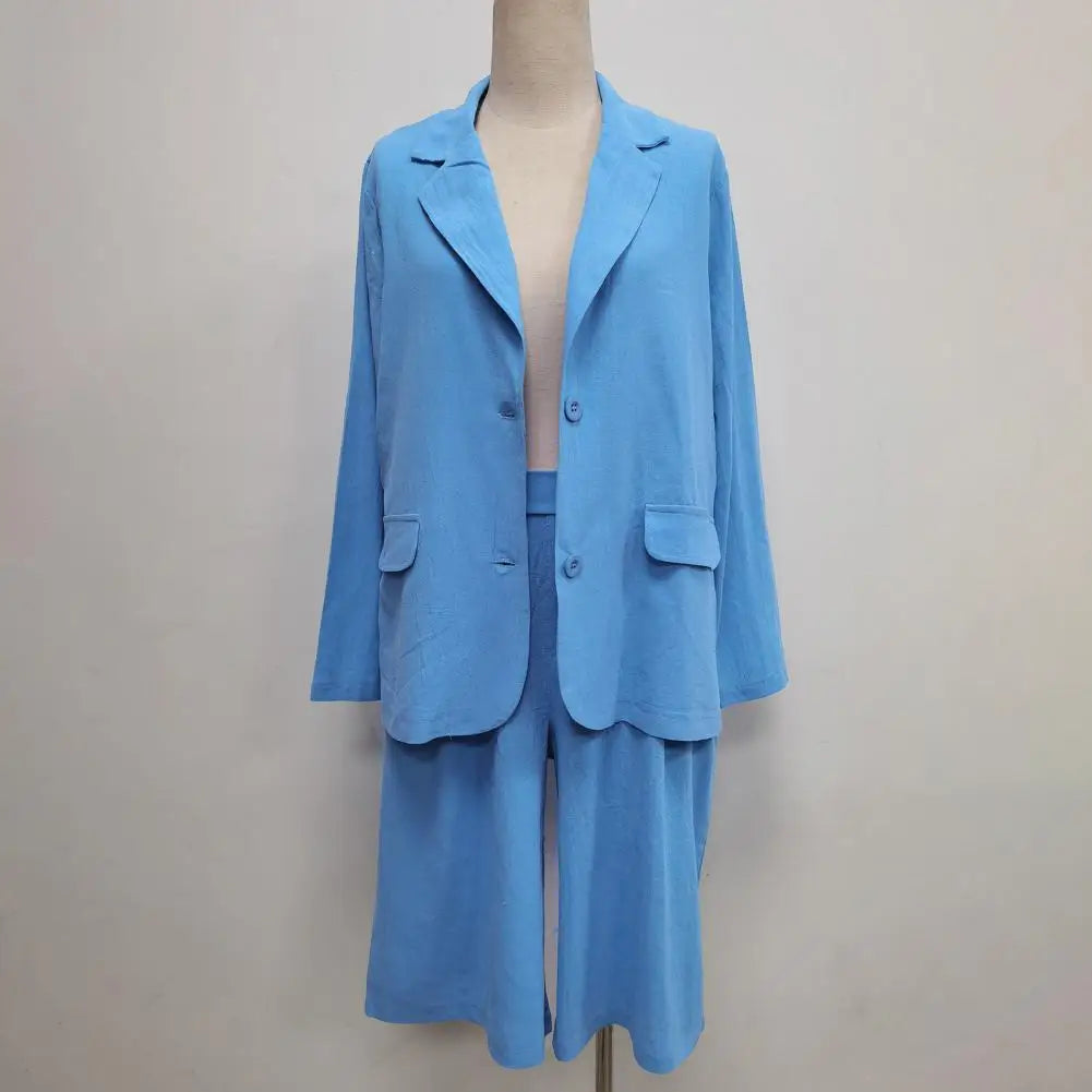 Cotton Linen Temperament Blazer Shorts Women's Blazer Suit 2 Piece Set