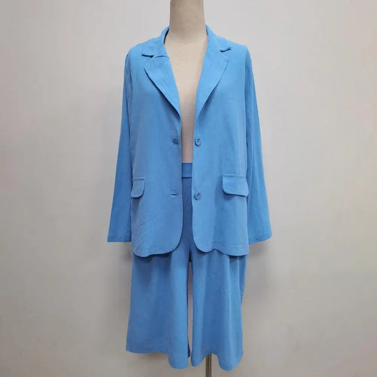 Cotton Linen Temperament Blazer Shorts Women's Blazer Suit 2 Piece Set
