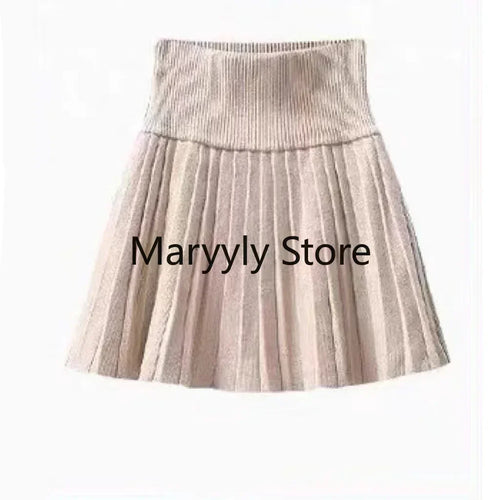 2023 Autumn Women French Long Sleeve Cardigan + High Waist Mini Skirt
