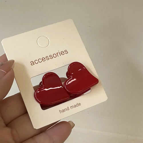 2pcs New Year's Red Festival Mini Hair Clip Retro Red Edge Clip Cute