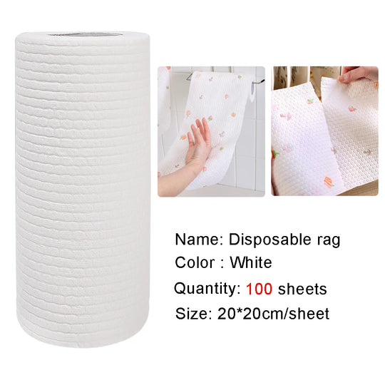 50/100pcs A Roll  Dish Cloth Disposable Rags Non -woven Rag Home Kitchen One-time Dishrag Universal Car Wipe Shoe Cleaning Wipes
