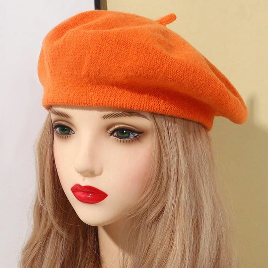 1pc New Autumn And Winter Women's Knitted Warm Hat French Fashion Beret Versatile Temperament Painter Hat Suitable For Daily Use