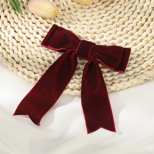 Velvet Bow Hairpin Barrettes For Women French Red Black Hair Clips