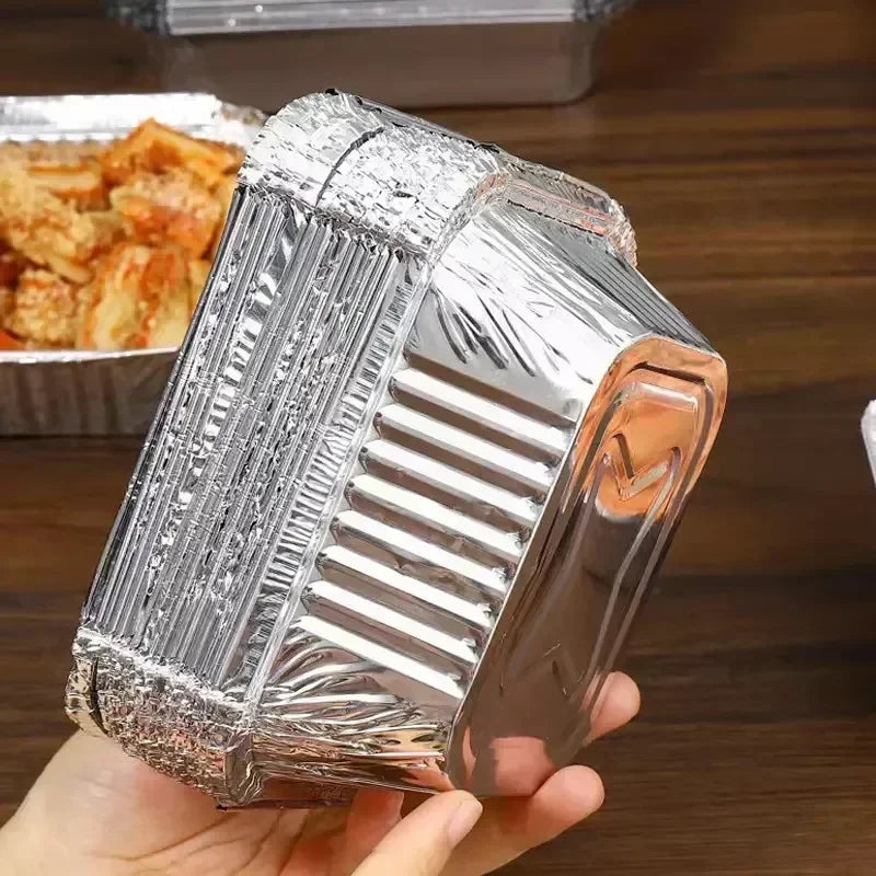 10pcs Rectangular Tinfoil Tray BBQ Special Thickened Bowl Takeaway
