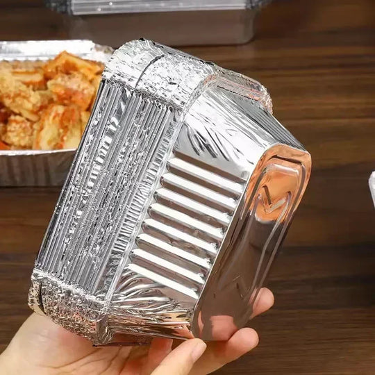 10pcs Rectangular Tinfoil Tray BBQ Special Thickened Bowl Takeaway