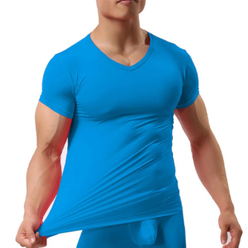 Ice Silk T Shirt for Men Summer Breathable Short Sleeve Tops Men's